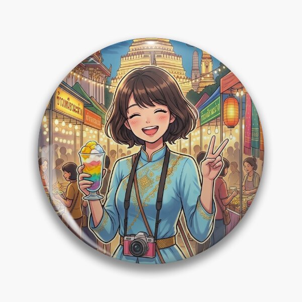 Item preview, Thai Girl Enjoying Street Food at Night Market designed and sold by Dollacha.