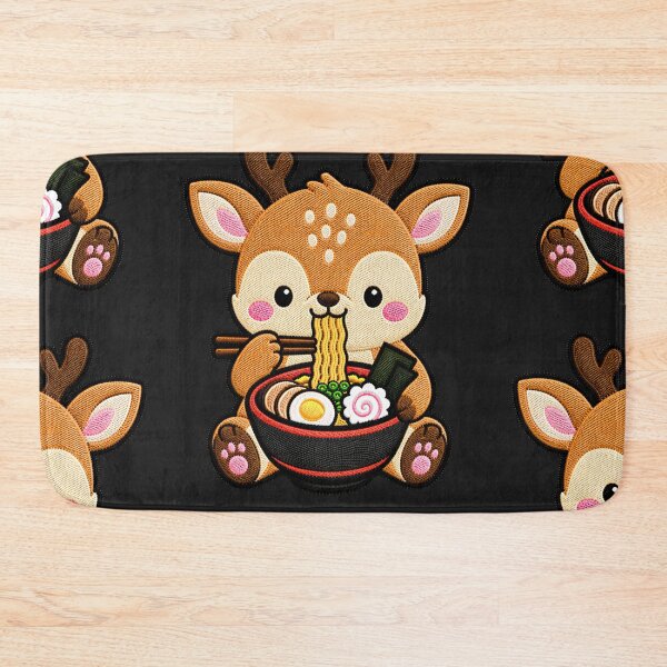 Item preview, Kawaii Deer Eating Ramen - Cute Deer Embroidery Patch designed and sold by ColorSplash123.