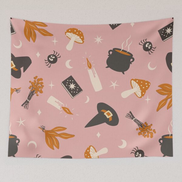 Item preview, Whimsical Witchy Autumn Pattern – Cozy Halloween Magic Seamless Design designed and sold by RJACreative.