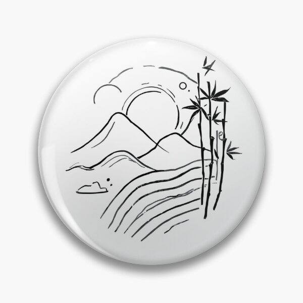 Item preview, Minimal Zen Mountain Line Art | Japanese Aesthetic Minimalist Design designed and sold by Larams Studio.