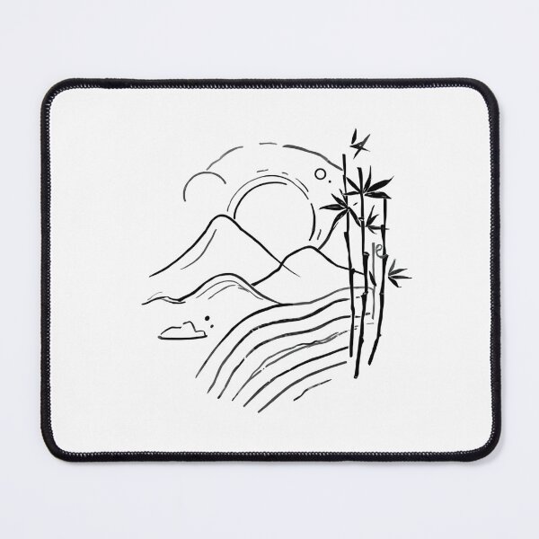 Item preview, Minimal Zen Mountain Line Art | Japanese Aesthetic Minimalist Design designed and sold by Larams Studio.
