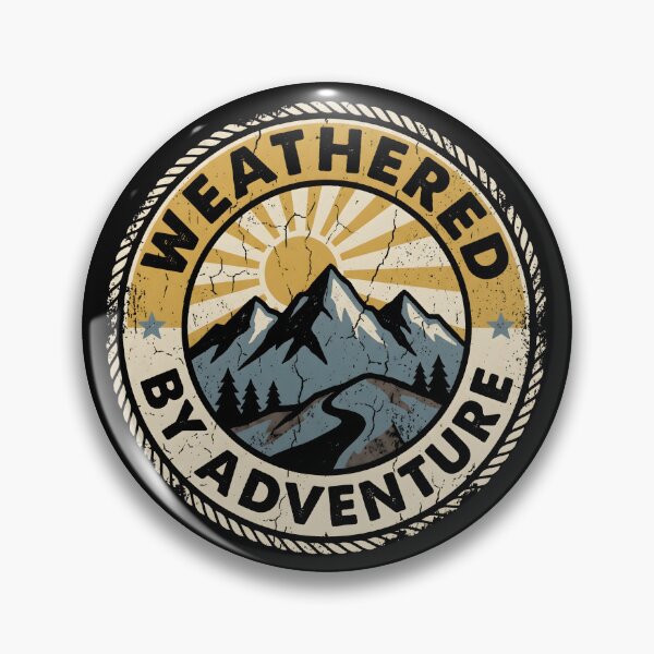 Item preview, Weathered By Adventure Mountain Camping Badge designed and sold by SplashTastic.