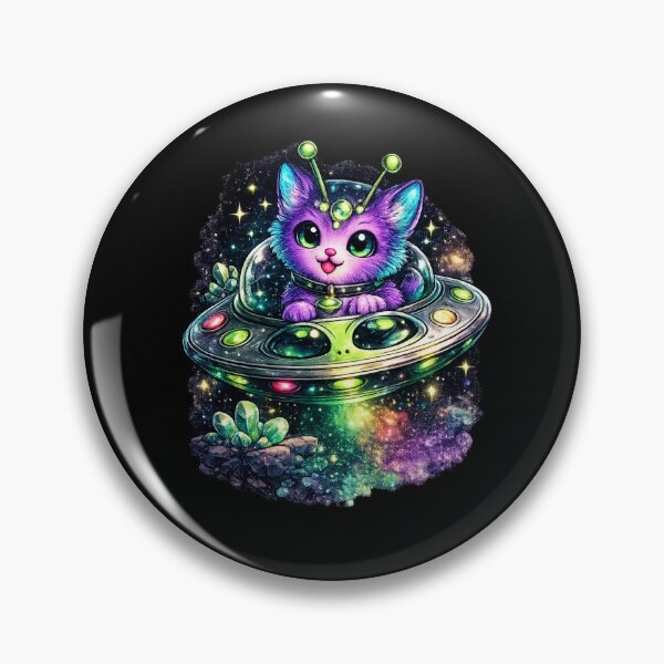 Item preview, Cosmic Alien Kitty UFO – Cute Space Cat Fantasy Art designed and sold by TheZyro.