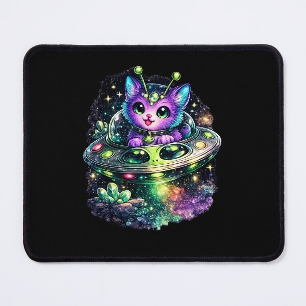 Item preview, Cosmic Alien Kitty UFO – Cute Space Cat Fantasy Art designed and sold by TheZyro.