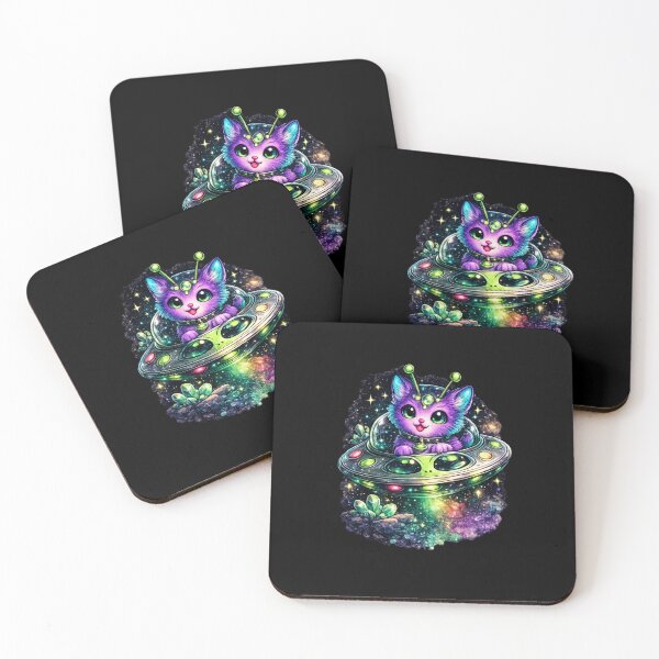 Item preview, Cosmic Alien Kitty UFO – Cute Space Cat Fantasy Art designed and sold by TheZyro.