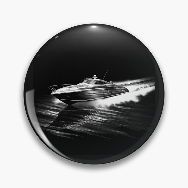 Item preview, Black and White Speedboat Racing on Water Art designed and sold by inkoutninja.