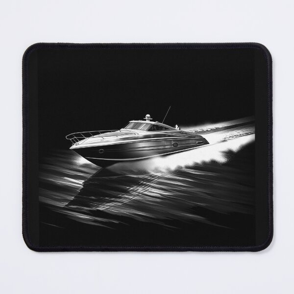 Item preview, Black and White Speedboat Racing on Water Art designed and sold by inkoutninja.