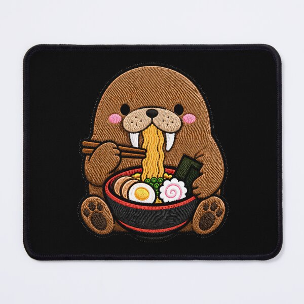 Item preview, Kawaii Walrus Eating Ramen - Cute Walrus Embroidery Patch designed and sold by ColorSplash123.