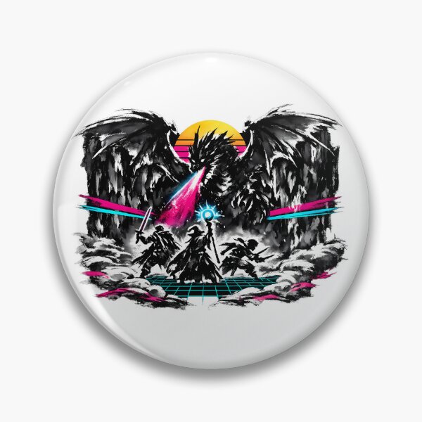 Artikelvorschau, Synthwave Sumi-e D&D Drachenkampf entworfen und verkauft von KungPowUnicorn.