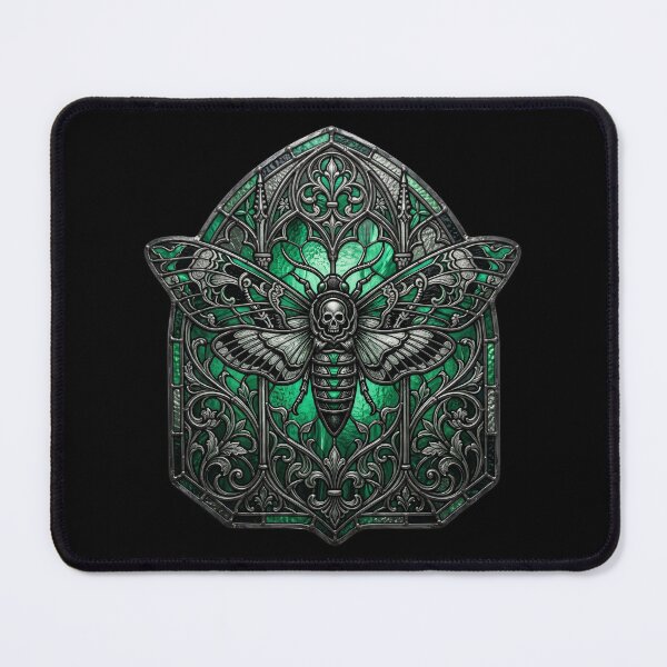 Item preview, Death's-Head Moth Gothic Stained Glass — Dark Art Emerald Green designed and sold by David Mateo ArtWorks.