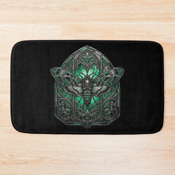 Item preview, Death's-Head Moth Gothic Stained Glass — Dark Art Emerald Green designed and sold by David Mateo ArtWorks.