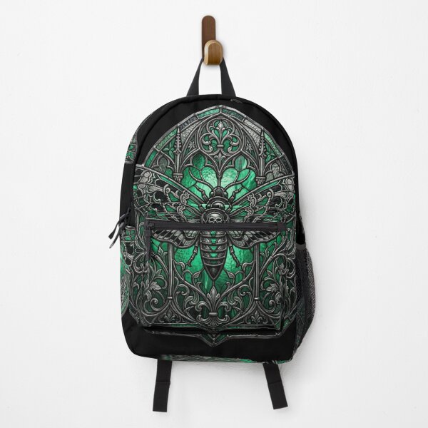Item preview, Death's-Head Moth Gothic Stained Glass — Dark Art Emerald Green designed and sold by David Mateo ArtWorks.
