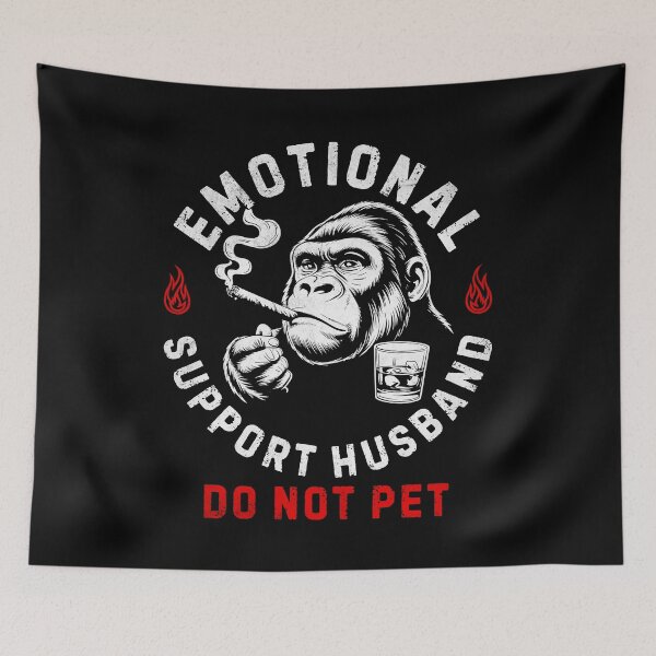 Item preview, Emotional Support Husband Do Not Pet Monkey Meme designed and sold by nosu-art-pod.