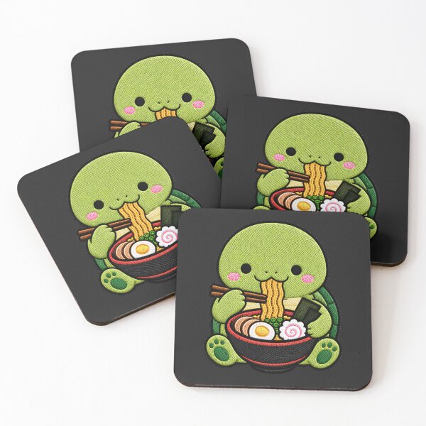 Item preview, Kawaii Turtle Eating Ramen - Cute Turtle Embroidery Patch designed and sold by ColorSplash123.
