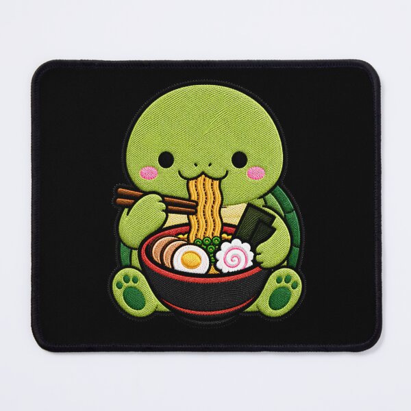 Item preview, Kawaii Turtle Eating Ramen - Cute Turtle Embroidery Patch designed and sold by ColorSplash123.
