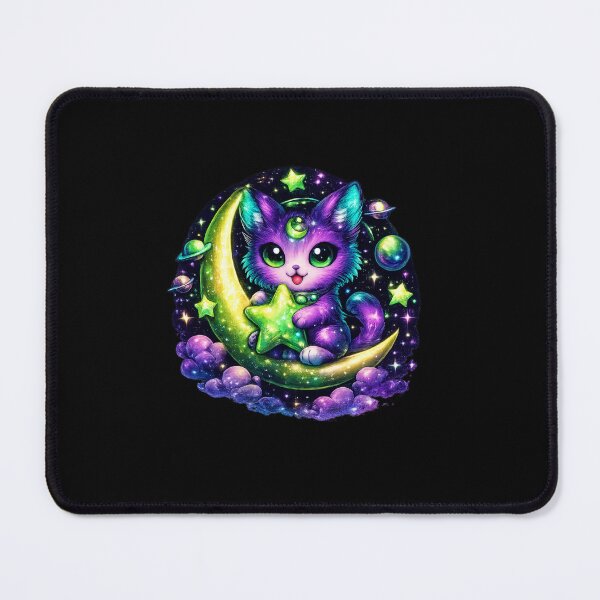 Item preview, Cosmic Moon Kitty – Cute Galaxy Cat and Star Fantasy Art designed and sold by TheZyro.