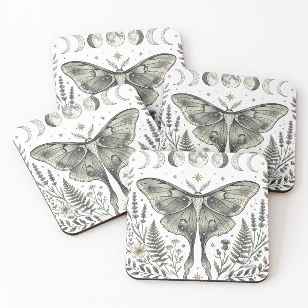 Item preview, Celestial Luna Moth Botanical Wildflowers Moon Phases Aesthetic designed and sold by The Cozy Chapter.