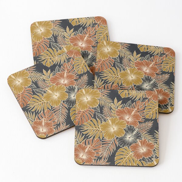 Item preview, Gold and Terracotta Tropical Floral Pattern designed and sold by SplashTastic.