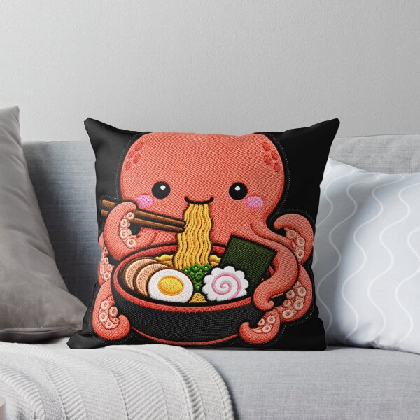 Item preview, Kawaii Octopus Eating Ramen - Cute Octopus Embroidery Patch designed and sold by ColorSplash123.
