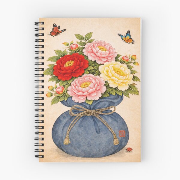Item preview, Korean Folk Art Lucky Pouch Peony Print Traditional Korean Painting designed and sold by allpalgo.