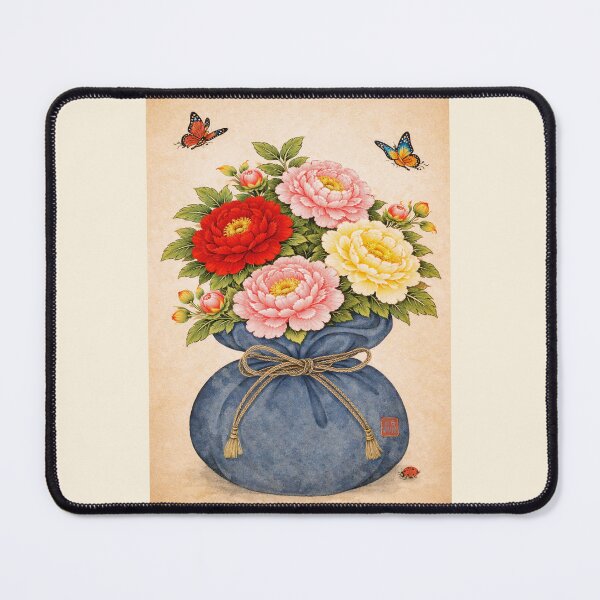 Item preview, Korean Folk Art Lucky Pouch Peony Print Traditional Korean Painting designed and sold by allpalgo.