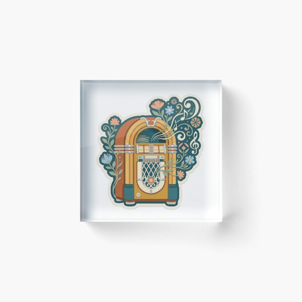 Item preview, Retro Jukebox with Vibrant Bloom Accents designed and sold by belajarubic.