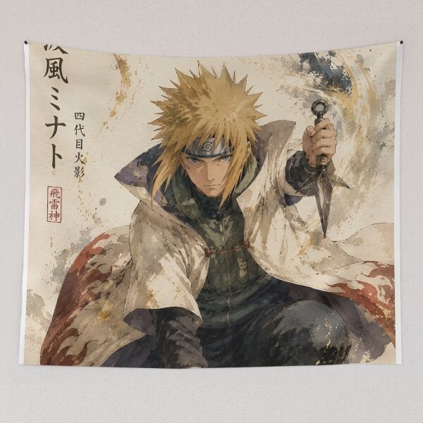 Item preview, Minato | Yellow Flash Shinobi Warrior | Legendary Lightning Ninja Japanese Ink Art Poster designed and sold by Dyan4.