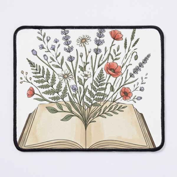 Item preview, Wildflowers and Lavender Growing From Open Book designed and sold by The Cozy Chapter.