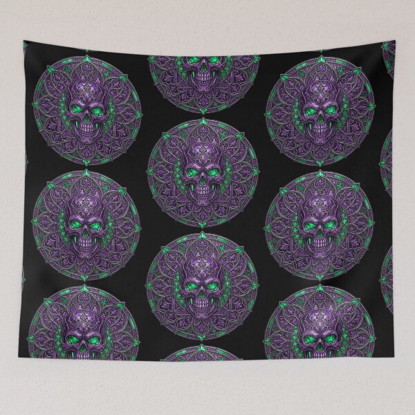 Item preview, Purple Gothic Skull Stained Glass Window designed and sold by David Mateo ArtWorks.
