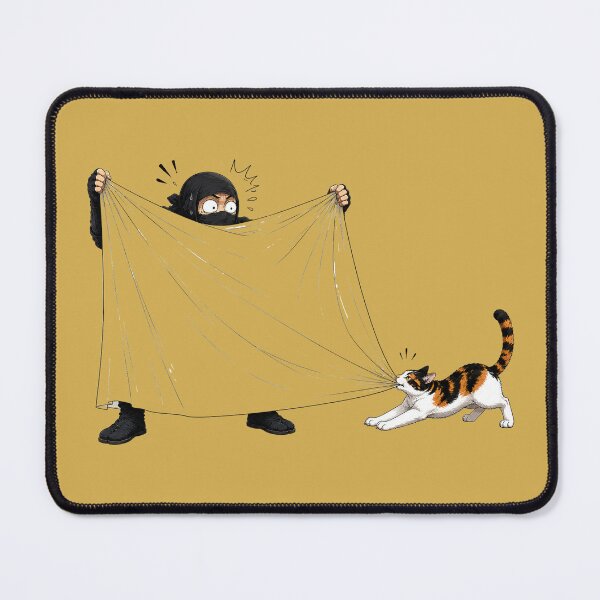 Item preview, Ninja vs Calico Cat – Sheet Pulling Showdown | Funny Japanese Anime Cat Art Print | TSUKIYO-NEKO designed and sold by Aguri-tei.