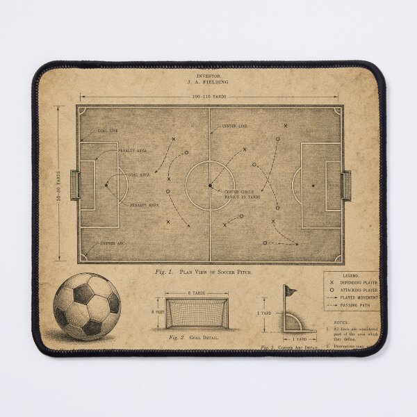 Item preview, Vintage Soccer Pitch Patent Art designed and sold by MySheetMusicArt.