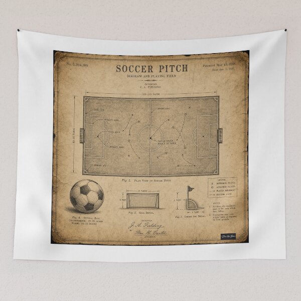 Item preview, Vintage Soccer Pitch Patent Art designed and sold by MySheetMusicArt.