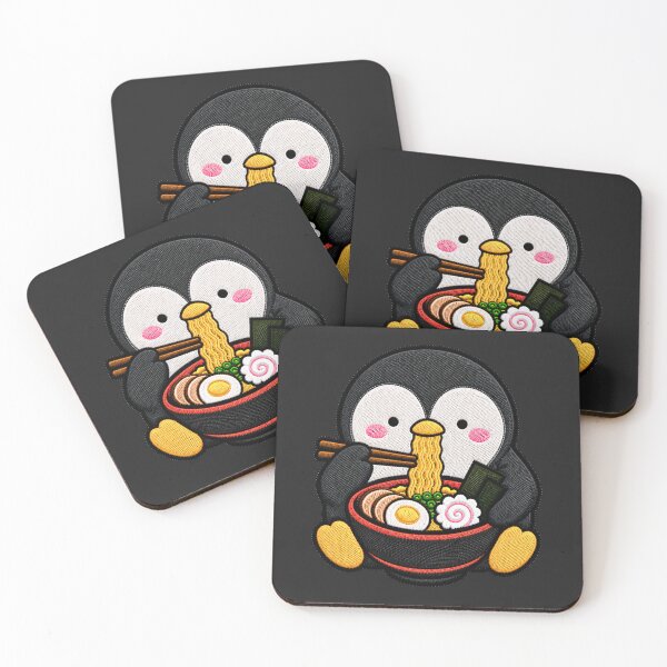 Item preview, Kawaii Penguin Eating Ramen - Cute Penguin Embroidery Patch designed and sold by ColorSplash123.