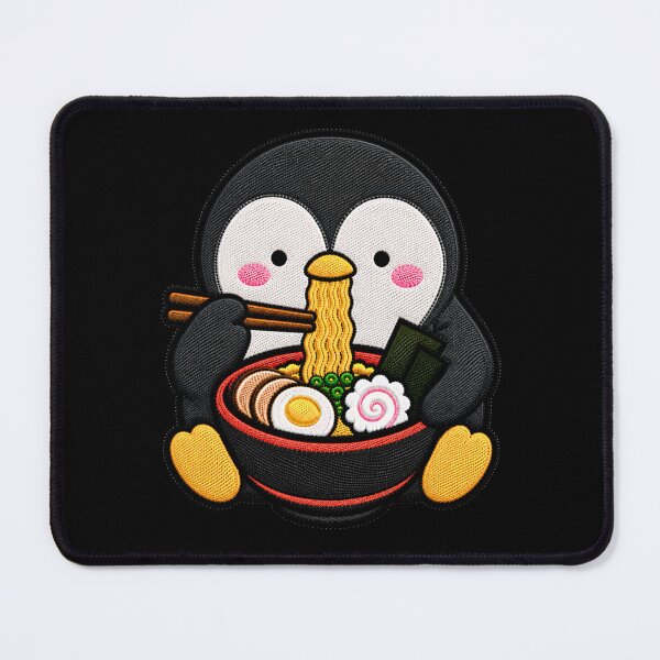 Item preview, Kawaii Penguin Eating Ramen - Cute Penguin Embroidery Patch designed and sold by ColorSplash123.
