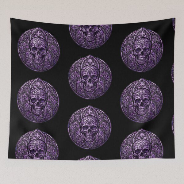 Item preview, Gothic Skull Altar in Purple Stained Glass designed and sold by David Mateo ArtWorks.