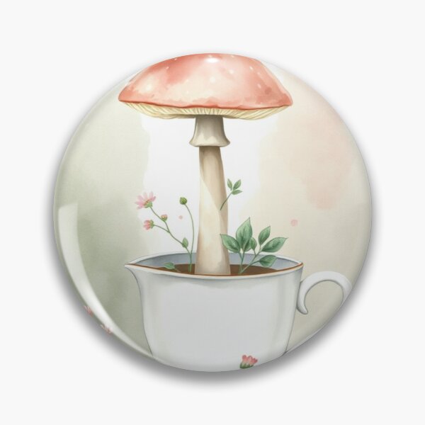Item preview, Whimsical Watercolor Mushroom in Teacup Print designed and sold by Vida e Arte.