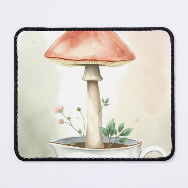 Item preview, Whimsical Watercolor Mushroom in Teacup Print designed and sold by Vida e Arte.