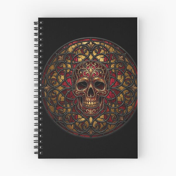 Item preview, Golden Gothic Skull Red Stained Glass designed and sold by David Mateo ArtWorks.