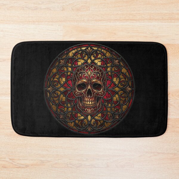 Item preview, Golden Gothic Skull Red Stained Glass designed and sold by David Mateo ArtWorks.