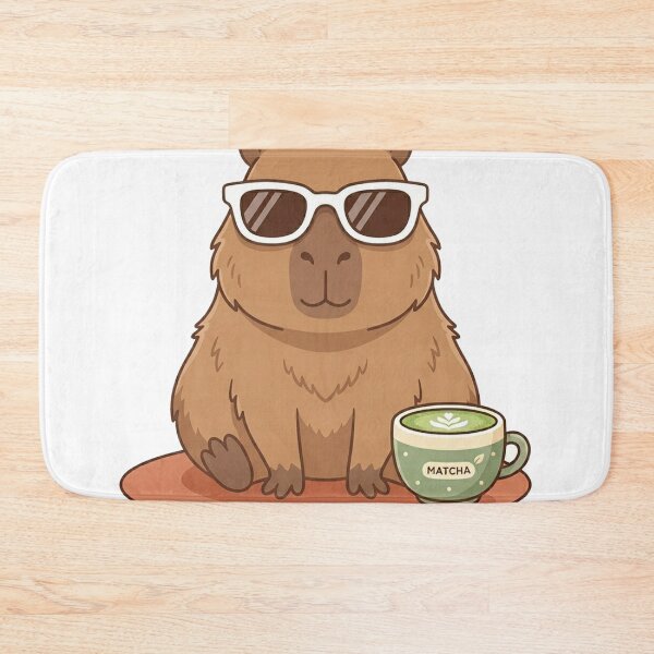 Item preview, Cute Capybara Sunglasses Matcha Latte Aesthetic designed and sold by The Cozy Chapter.