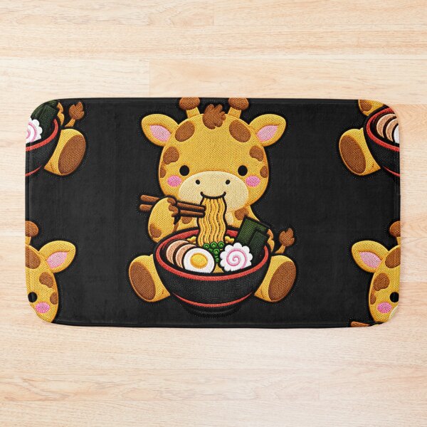 Item preview, Kawaii Giraffe Eating Ramen - Cute Giraffe Embroidery Patch designed and sold by ColorSplash123.