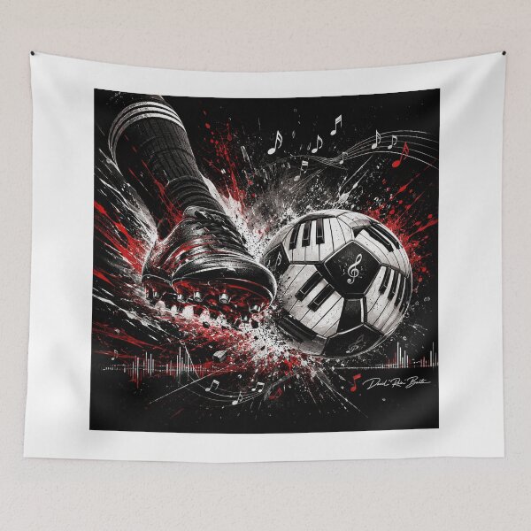 Item preview, A Soccer Cleat Kicking a Ball Made of Piano Keys designed and sold by MySheetMusicArt.