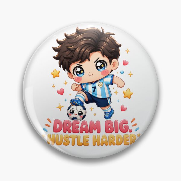 Item preview, Dream Big Hustle Harder | Chibi Soccer Boy Motivational Art designed and sold by Dulxoz.