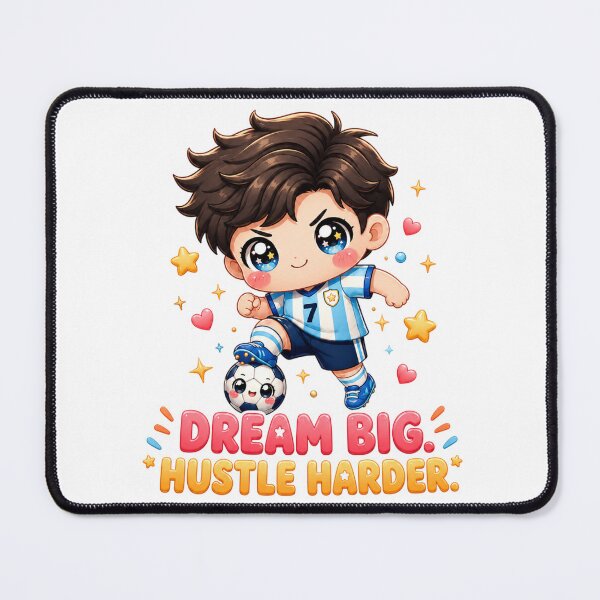 Item preview, Dream Big Hustle Harder | Chibi Soccer Boy Motivational Art designed and sold by Dulxoz.