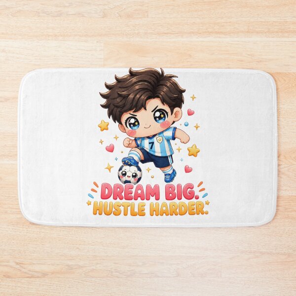 Item preview, Dream Big Hustle Harder | Chibi Soccer Boy Motivational Art designed and sold by Dulxoz.