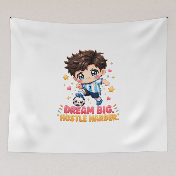 Item preview, Dream Big Hustle Harder | Chibi Soccer Boy Motivational Art designed and sold by Dulxoz.