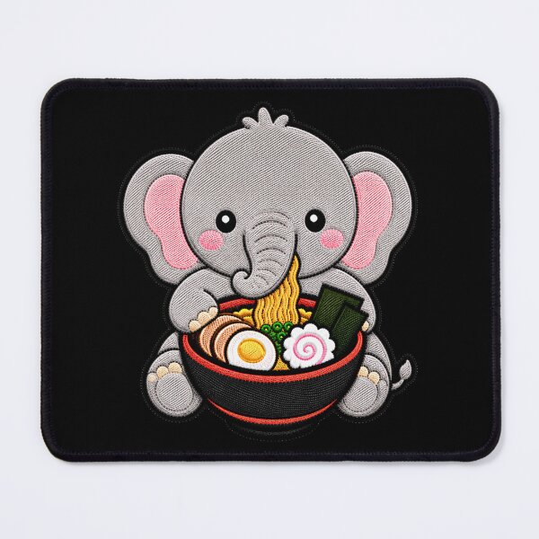 Item preview, Kawaii Elephant Eating Ramen - Cute Elephant Embroidery Patch designed and sold by ColorSplash123.