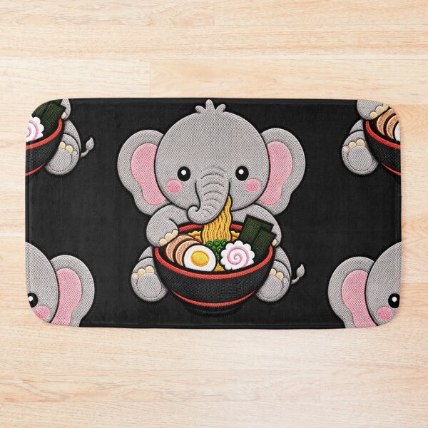Item preview, Kawaii Elephant Eating Ramen - Cute Elephant Embroidery Patch designed and sold by ColorSplash123.