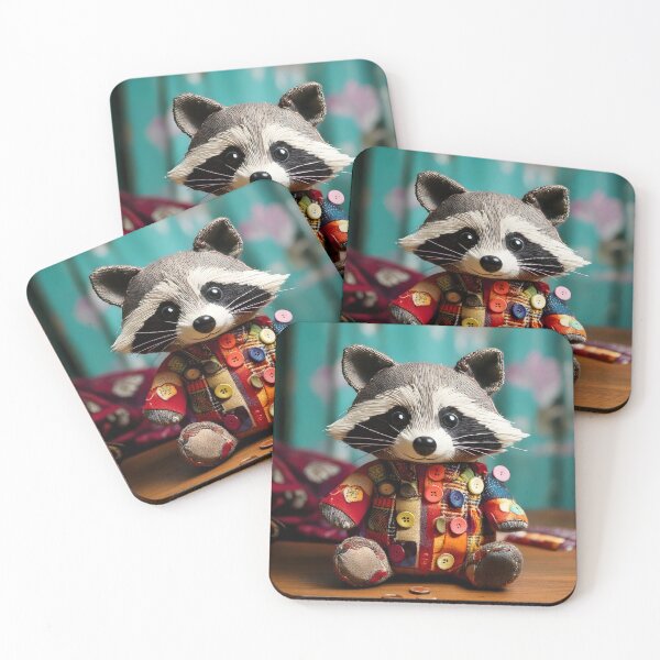 Item preview, Cute Patchwork Raccoon Plush designed and sold by Threadistiq.