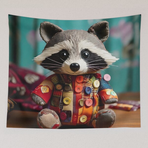 Item preview, Cute Patchwork Raccoon Plush designed and sold by Threadistiq.